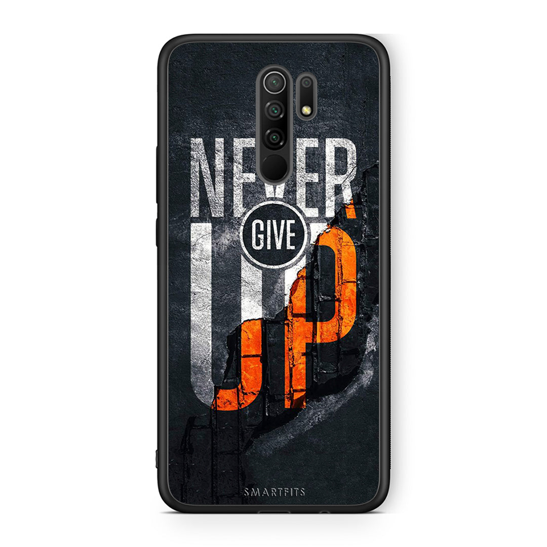 Xiaomi Redmi 9 / 9 Prime Never Give Up Θήκη Αγίου Βαλεντίνου από τη Smartfits με σχέδιο στο πίσω μέρος και μαύρο περίβλημα | Smartphone case with colorful back and black bezels by Smartfits
