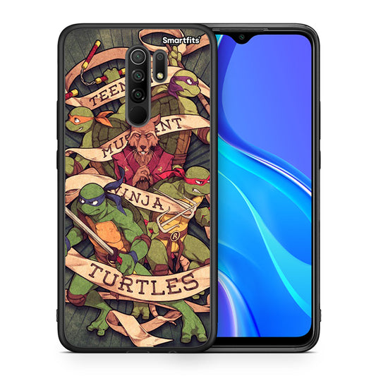 Θήκη Xiaomi Redmi 9/9 Prime Ninja Turtles από τη Smartfits με σχέδιο στο πίσω μέρος και μαύρο περίβλημα | Xiaomi Redmi 9/9 Prime Ninja Turtles case with colorful back and black bezels