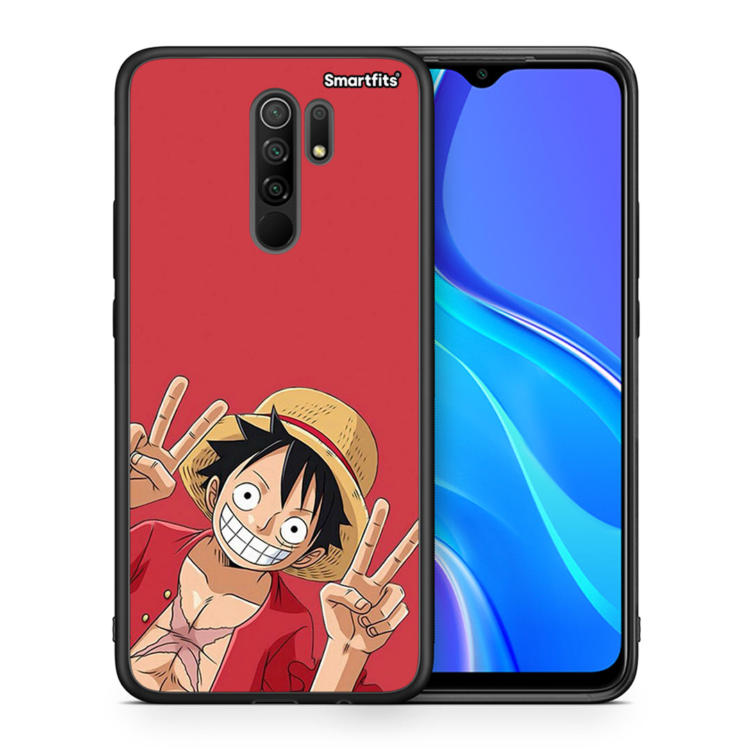Θήκη Xiaomi Redmi 9 / 9 Prime Pirate Luffy από τη Smartfits με σχέδιο στο πίσω μέρος και μαύρο περίβλημα | Xiaomi Redmi 9 / 9 Prime Pirate Luffy case with colorful back and black bezels