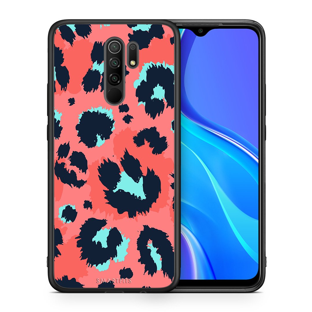 Θήκη Xiaomi Redmi 9/9 Prime Pink Leopard Animal από τη Smartfits με σχέδιο στο πίσω μέρος και μαύρο περίβλημα | Xiaomi Redmi 9/9 Prime Pink Leopard Animal case with colorful back and black bezels