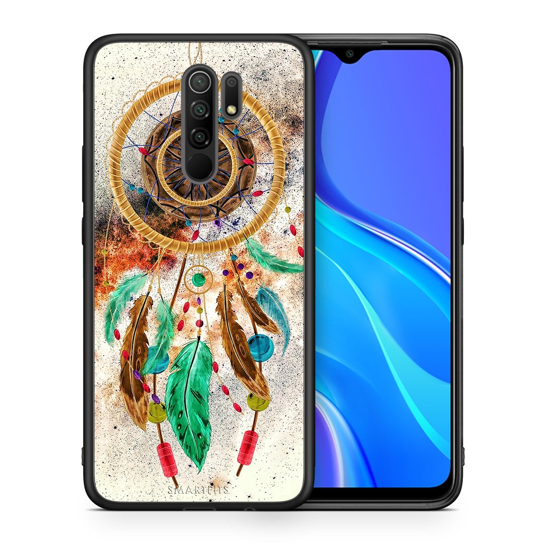 Θήκη Xiaomi Redmi 9/9 Prime DreamCatcher Boho από τη Smartfits με σχέδιο στο πίσω μέρος και μαύρο περίβλημα | Xiaomi Redmi 9/9 Prime DreamCatcher Boho case with colorful back and black bezels