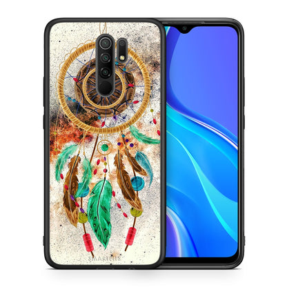 Θήκη Xiaomi Redmi 9/9 Prime DreamCatcher Boho από τη Smartfits με σχέδιο στο πίσω μέρος και μαύρο περίβλημα | Xiaomi Redmi 9/9 Prime DreamCatcher Boho case with colorful back and black bezels