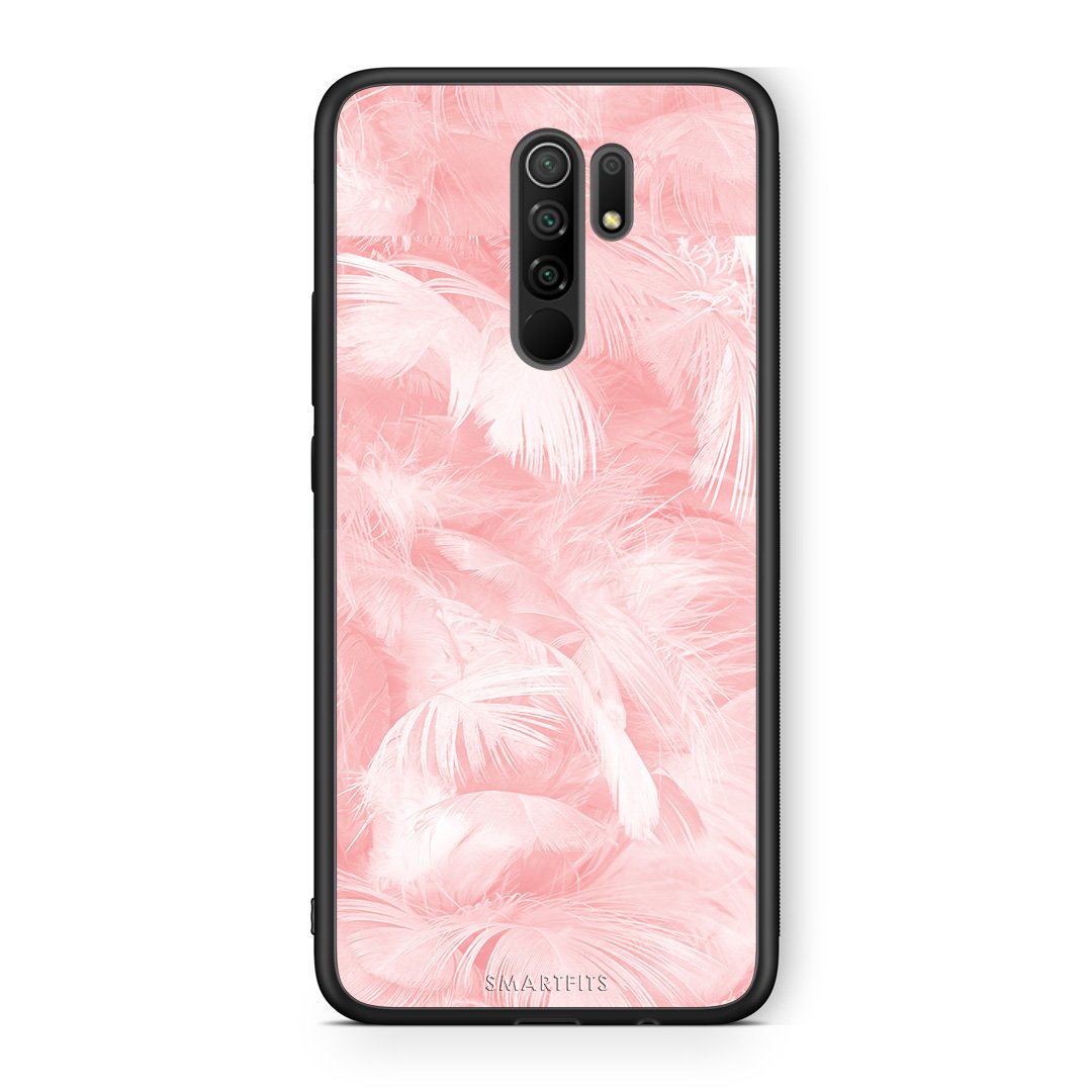 33 - Xiaomi Redmi 9/9 Prime  Pink Feather Boho case, cover, bumper