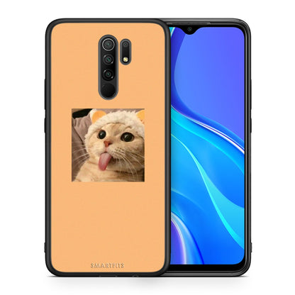 Θήκη Xiaomi Redmi 9/9 Prime Cat Tongue από τη Smartfits με σχέδιο στο πίσω μέρος και μαύρο περίβλημα | Xiaomi Redmi 9/9 Prime Cat Tongue case with colorful back and black bezels