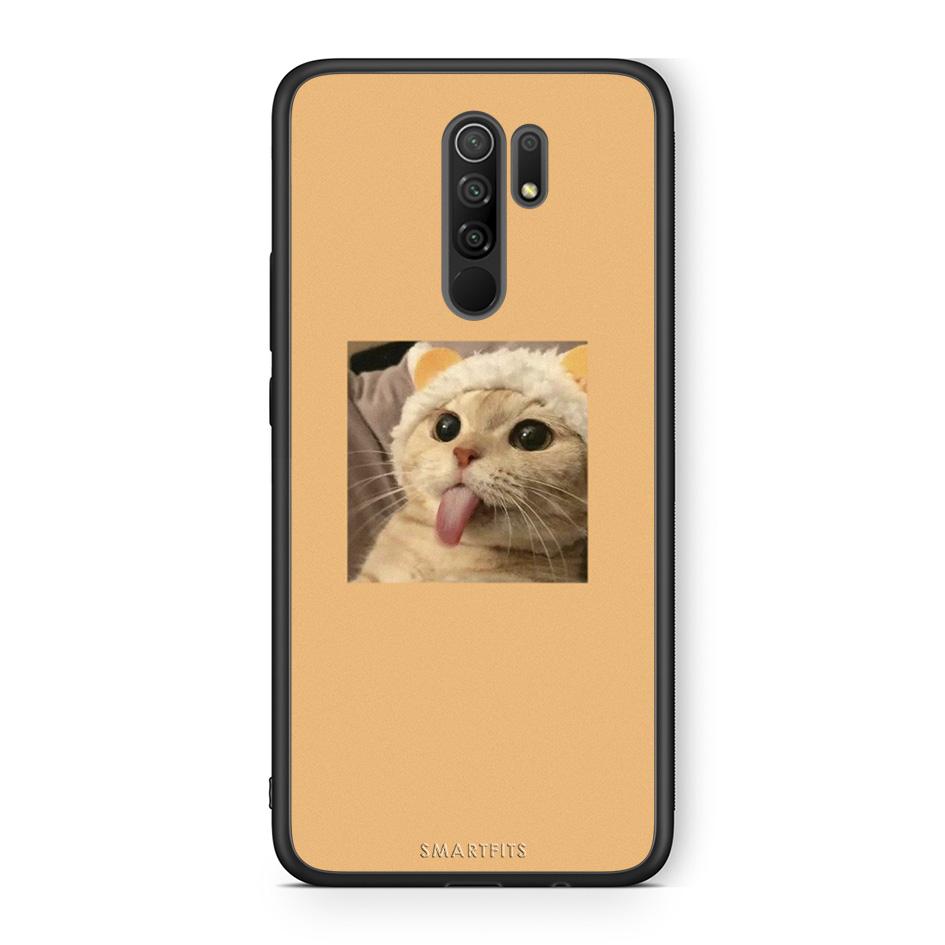 Xiaomi Redmi 9/9 Prime Cat Tongue θήκη από τη Smartfits με σχέδιο στο πίσω μέρος και μαύρο περίβλημα | Smartphone case with colorful back and black bezels by Smartfits