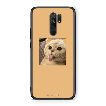 Xiaomi Redmi 9/9 Prime Cat Tongue θήκη από τη Smartfits με σχέδιο στο πίσω μέρος και μαύρο περίβλημα | Smartphone case with colorful back and black bezels by Smartfits