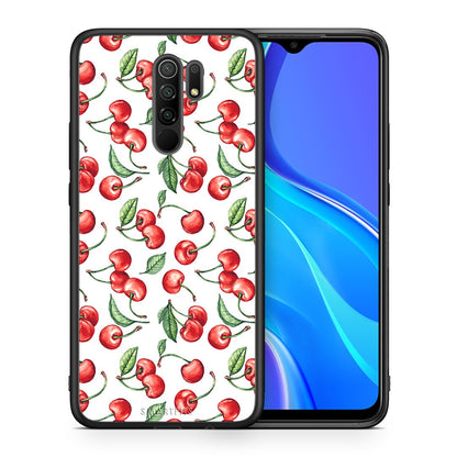 Θήκη Xiaomi Redmi 9/9 Prime Cherry Summer από τη Smartfits με σχέδιο στο πίσω μέρος και μαύρο περίβλημα | Xiaomi Redmi 9/9 Prime Cherry Summer case with colorful back and black bezels