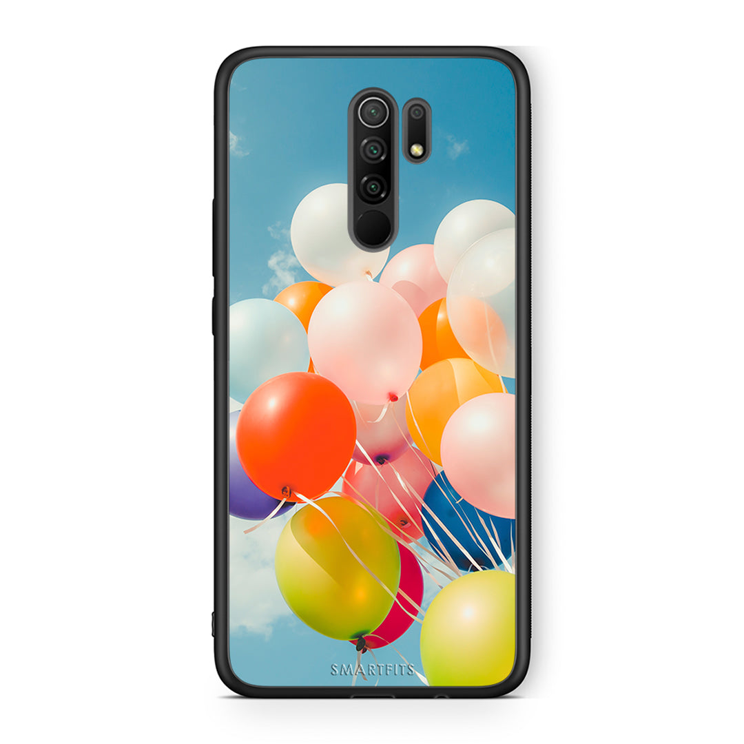 Xiaomi Redmi 9/9 Prime Colorful Balloons θήκη από τη Smartfits με σχέδιο στο πίσω μέρος και μαύρο περίβλημα | Smartphone case with colorful back and black bezels by Smartfits