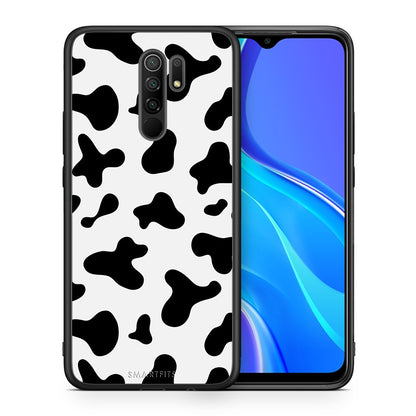 Θήκη Xiaomi Redmi 9/9 Prime Cow Print από τη Smartfits με σχέδιο στο πίσω μέρος και μαύρο περίβλημα | Xiaomi Redmi 9/9 Prime Cow Print case with colorful back and black bezels