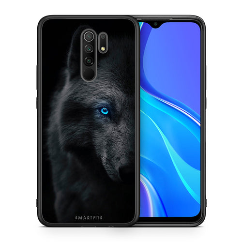 Θήκη Xiaomi Redmi 9/9 Prime Dark Wolf από τη Smartfits με σχέδιο στο πίσω μέρος και μαύρο περίβλημα | Xiaomi Redmi 9/9 Prime Dark Wolf case with colorful back and black bezels