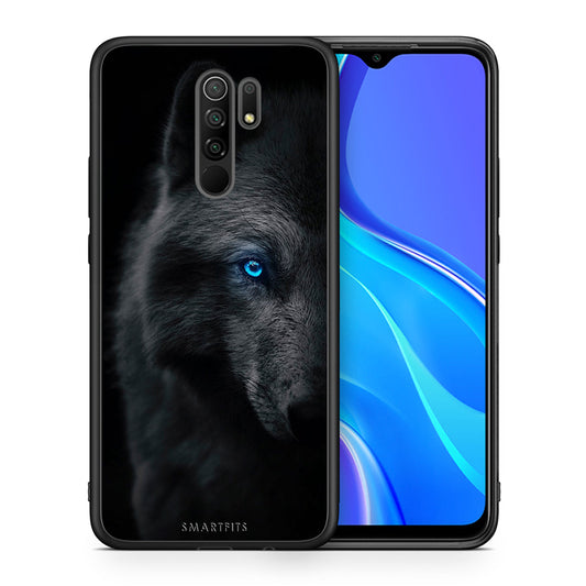 Θήκη Xiaomi Redmi 9/9 Prime Dark Wolf από τη Smartfits με σχέδιο στο πίσω μέρος και μαύρο περίβλημα | Xiaomi Redmi 9/9 Prime Dark Wolf case with colorful back and black bezels