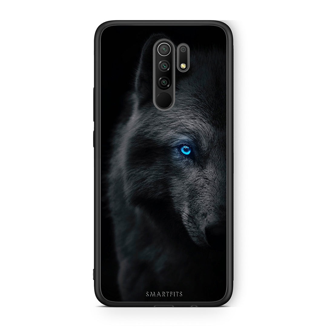 Xiaomi Redmi 9/9 Prime Dark Wolf θήκη από τη Smartfits με σχέδιο στο πίσω μέρος και μαύρο περίβλημα | Smartphone case with colorful back and black bezels by Smartfits