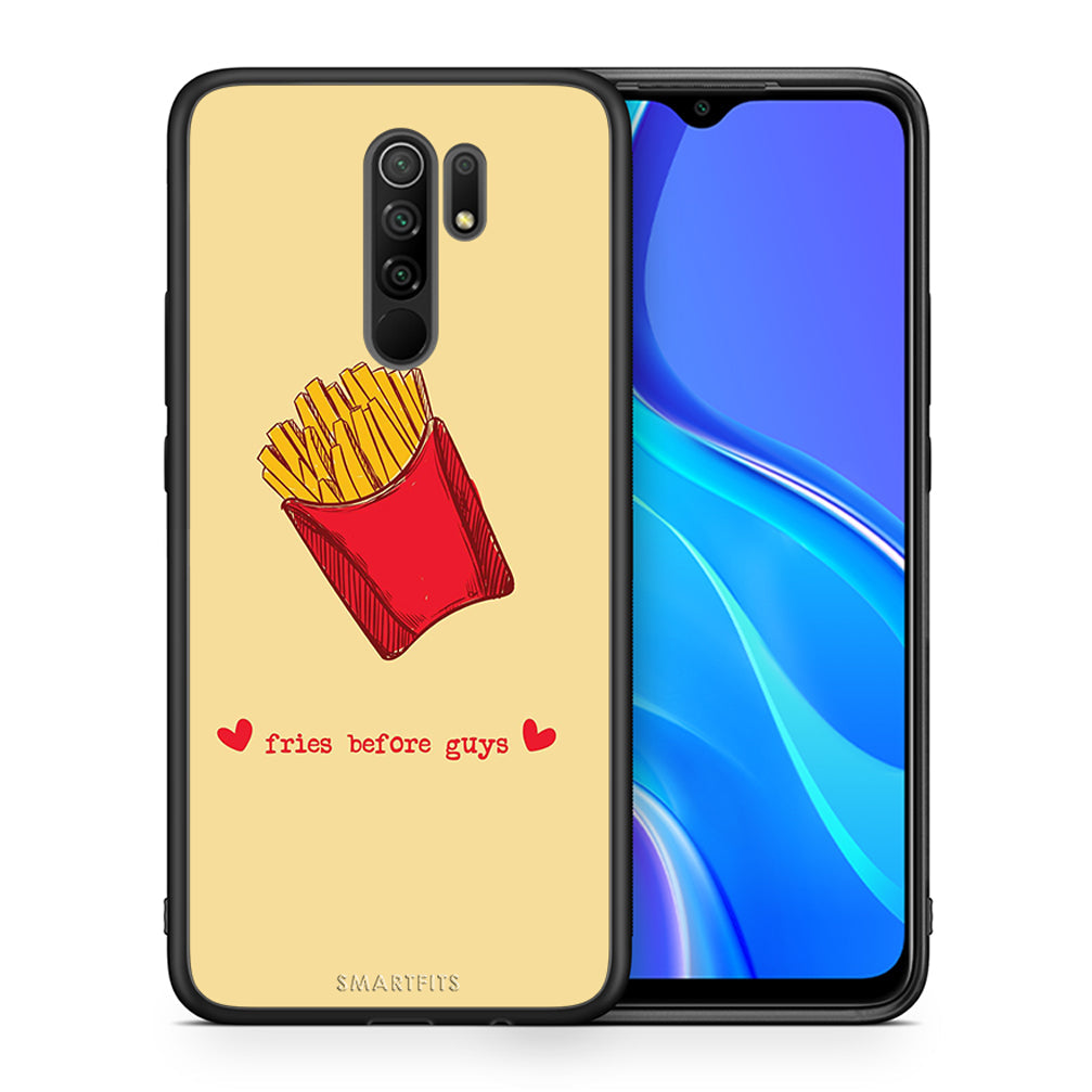 Θήκη Αγίου Βαλεντίνου Xiaomi Redmi 9 / 9 Prime Fries Before Guys από τη Smartfits με σχέδιο στο πίσω μέρος και μαύρο περίβλημα | Xiaomi Redmi 9 / 9 Prime Fries Before Guys case with colorful back and black bezels