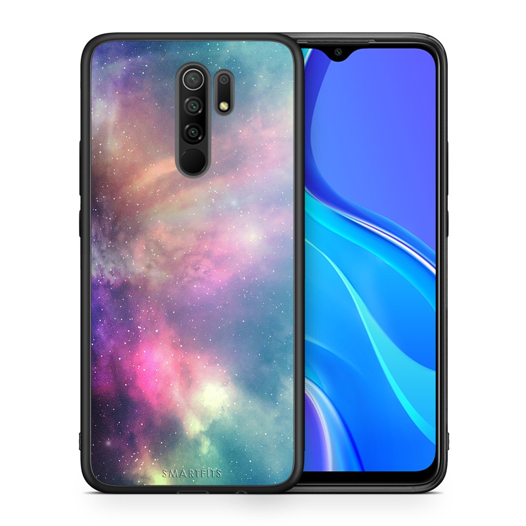 Θήκη Xiaomi Redmi 9/9 Prime Rainbow Galaxy από τη Smartfits με σχέδιο στο πίσω μέρος και μαύρο περίβλημα | Xiaomi Redmi 9/9 Prime Rainbow Galaxy case with colorful back and black bezels