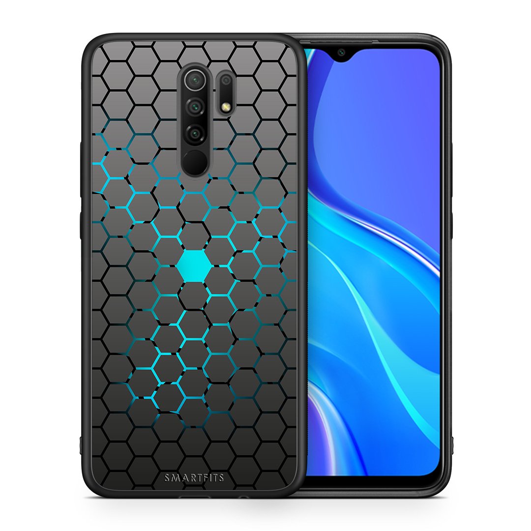 Θήκη Xiaomi Redmi 9/9 Prime Hexagonal Geometric από τη Smartfits με σχέδιο στο πίσω μέρος και μαύρο περίβλημα | Xiaomi Redmi 9/9 Prime Hexagonal Geometric case with colorful back and black bezels