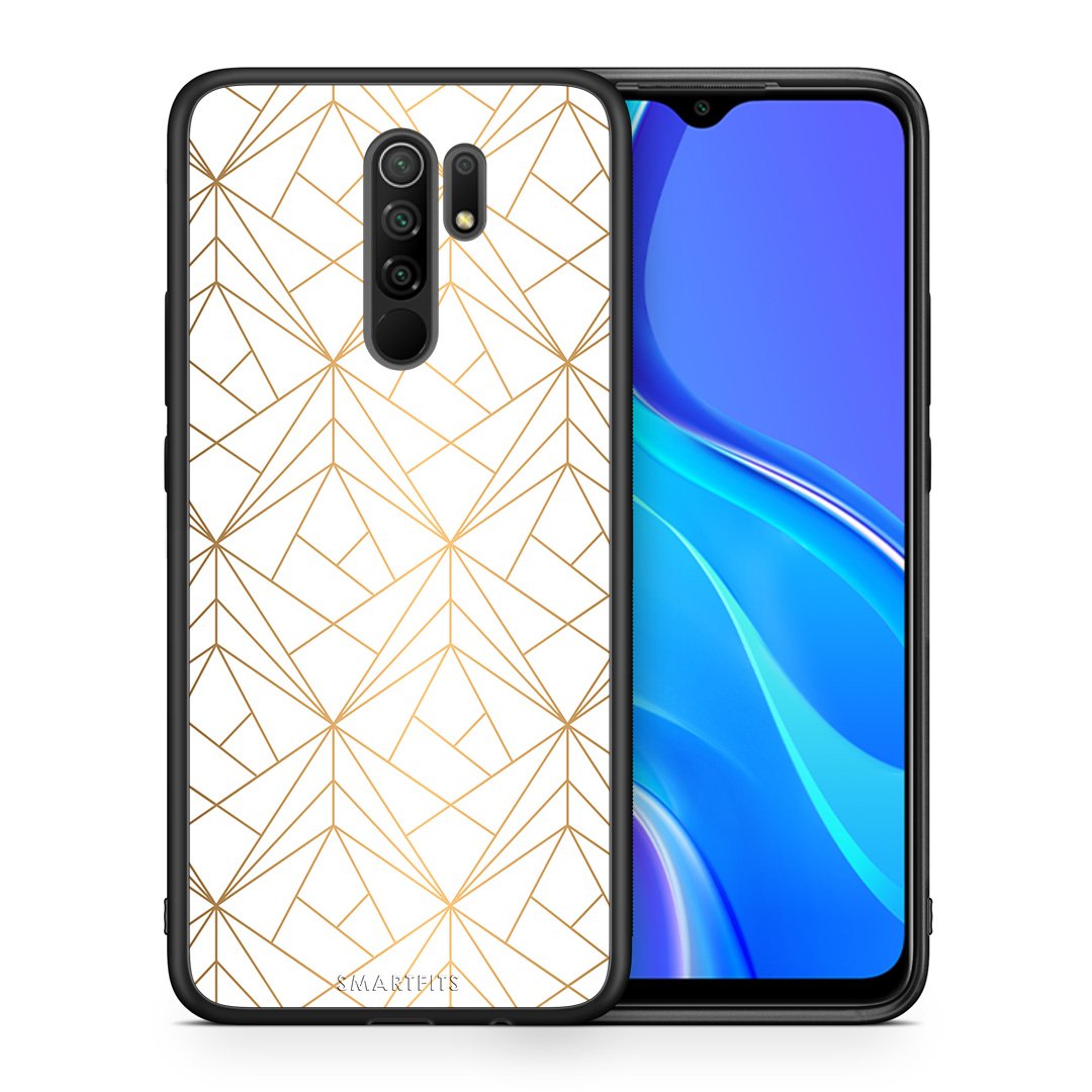 Θήκη Xiaomi Redmi 9/9 Prime Luxury White Geometric από τη Smartfits με σχέδιο στο πίσω μέρος και μαύρο περίβλημα | Xiaomi Redmi 9/9 Prime Luxury White Geometric case with colorful back and black bezels