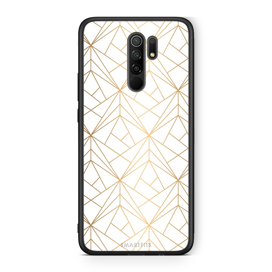 111 - Xiaomi Redmi 9/9 Prime  Luxury White Geometric case, cover, bumper