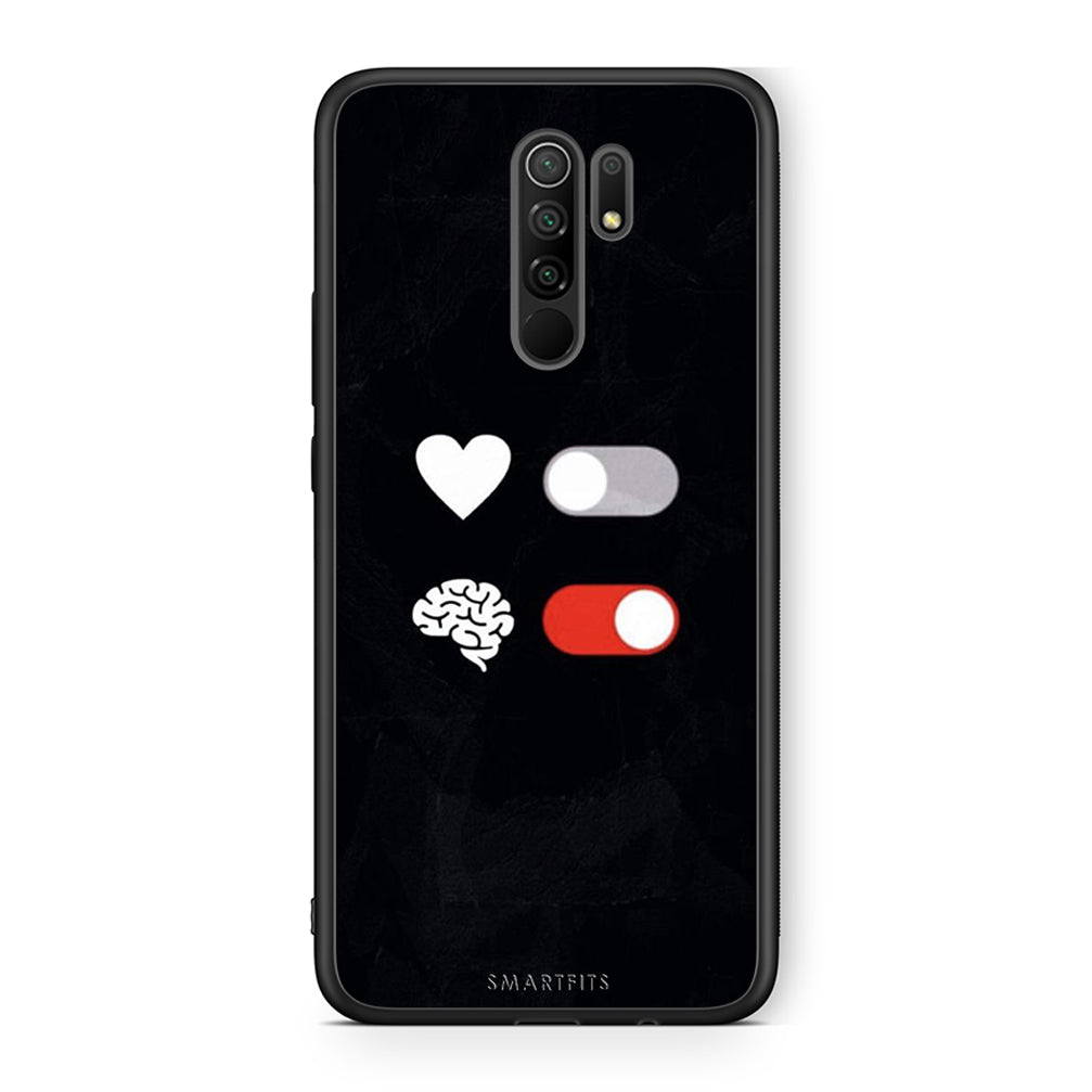 Xiaomi Redmi 9 / 9 Prime Heart Vs Brain Θήκη Αγίου Βαλεντίνου από τη Smartfits με σχέδιο στο πίσω μέρος και μαύρο περίβλημα | Smartphone case with colorful back and black bezels by Smartfits
