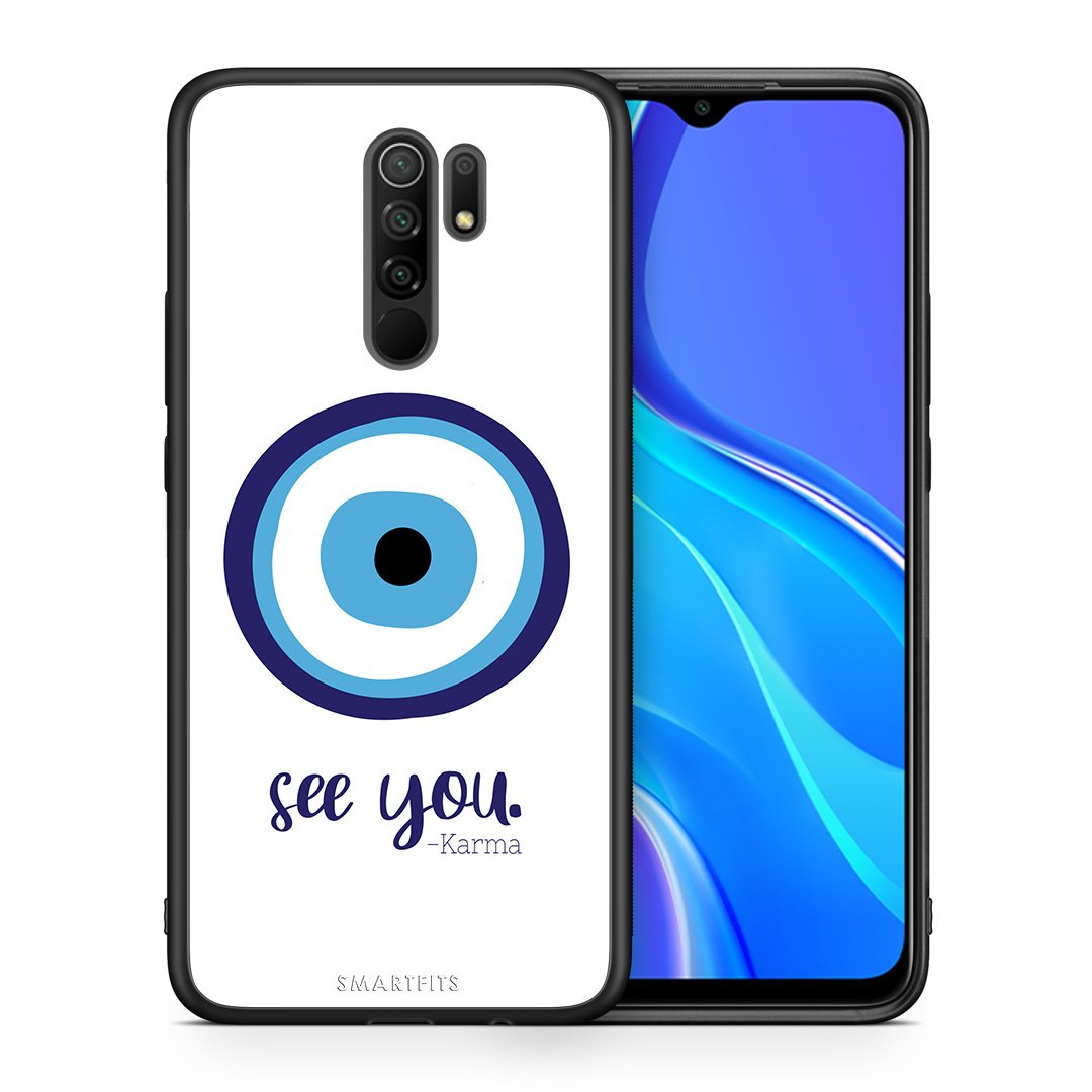 Θήκη Xiaomi Redmi 9/9 Prime Karma Says από τη Smartfits με σχέδιο στο πίσω μέρος και μαύρο περίβλημα | Xiaomi Redmi 9/9 Prime Karma Says case with colorful back and black bezels