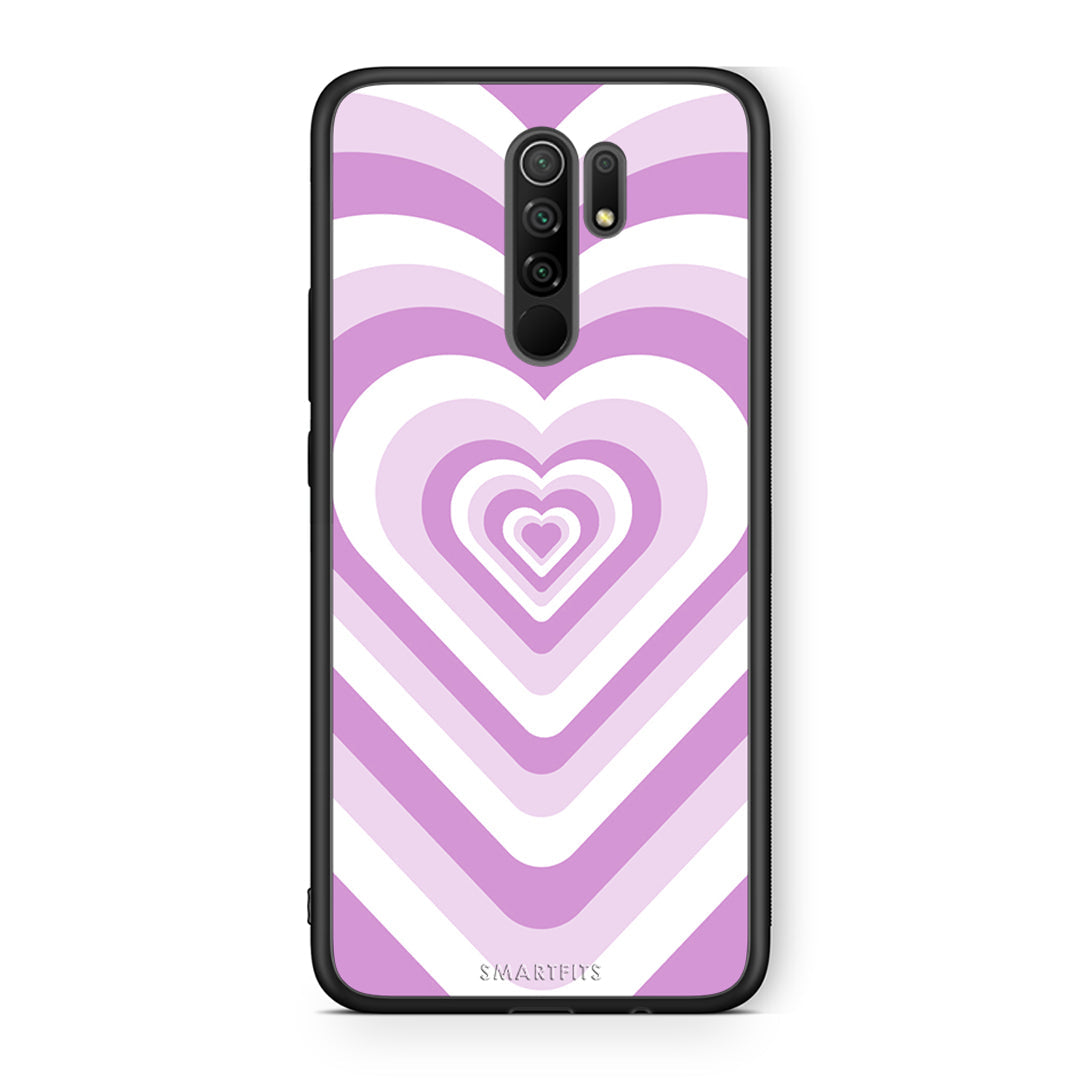 Xiaomi Redmi 9/9 Prime Lilac Hearts θήκη από τη Smartfits με σχέδιο στο πίσω μέρος και μαύρο περίβλημα | Smartphone case with colorful back and black bezels by Smartfits