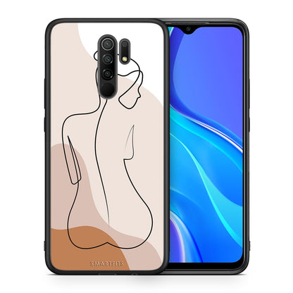 Θήκη Xiaomi Redmi 9/9 Prime LineArt Woman από τη Smartfits με σχέδιο στο πίσω μέρος και μαύρο περίβλημα | Xiaomi Redmi 9/9 Prime LineArt Woman case with colorful back and black bezels
