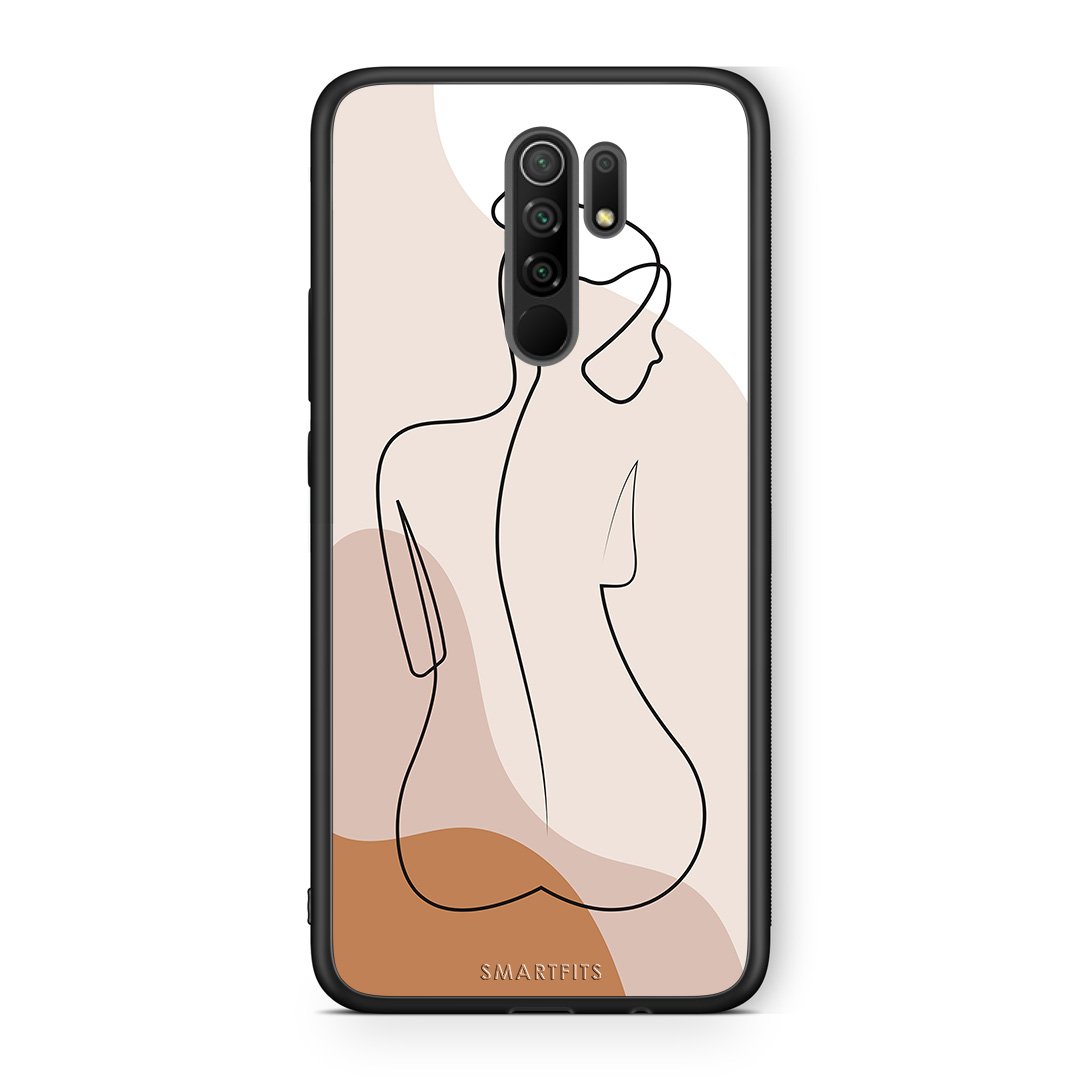 Xiaomi Redmi 9/9 Prime LineArt Woman θήκη από τη Smartfits με σχέδιο στο πίσω μέρος και μαύρο περίβλημα | Smartphone case with colorful back and black bezels by Smartfits