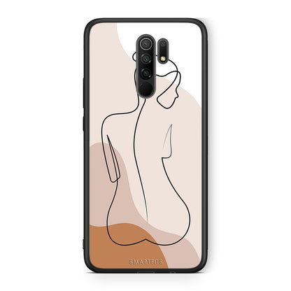 Xiaomi Redmi 9/9 Prime LineArt Woman θήκη από τη Smartfits με σχέδιο στο πίσω μέρος και μαύρο περίβλημα | Smartphone case with colorful back and black bezels by Smartfits
