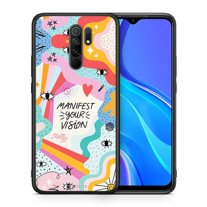 Θήκη Xiaomi Redmi 9/9 Prime Manifest Your Vision από τη Smartfits με σχέδιο στο πίσω μέρος και μαύρο περίβλημα | Xiaomi Redmi 9/9 Prime Manifest Your Vision case with colorful back and black bezels