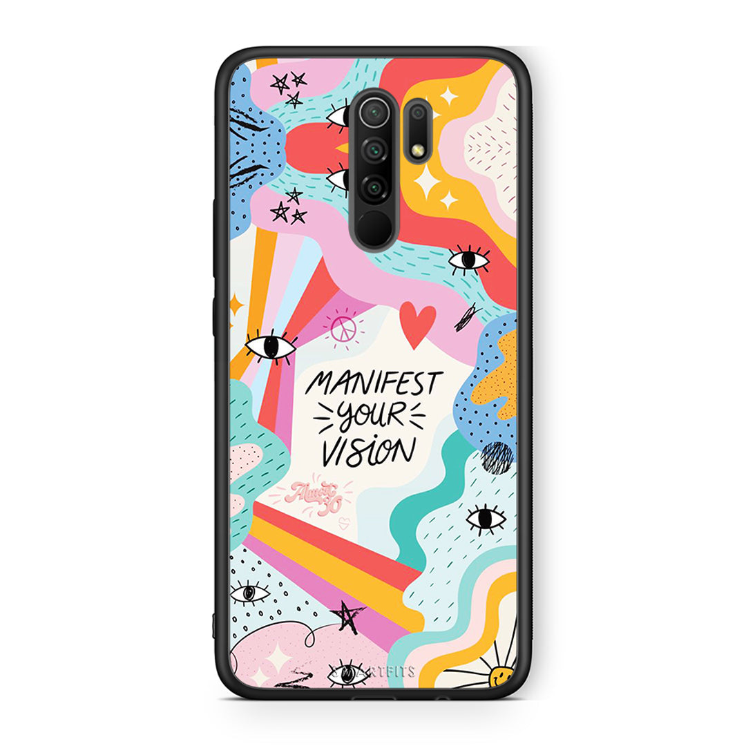 Xiaomi Redmi 9/9 Prime Manifest Your Vision θήκη από τη Smartfits με σχέδιο στο πίσω μέρος και μαύρο περίβλημα | Smartphone case with colorful back and black bezels by Smartfits