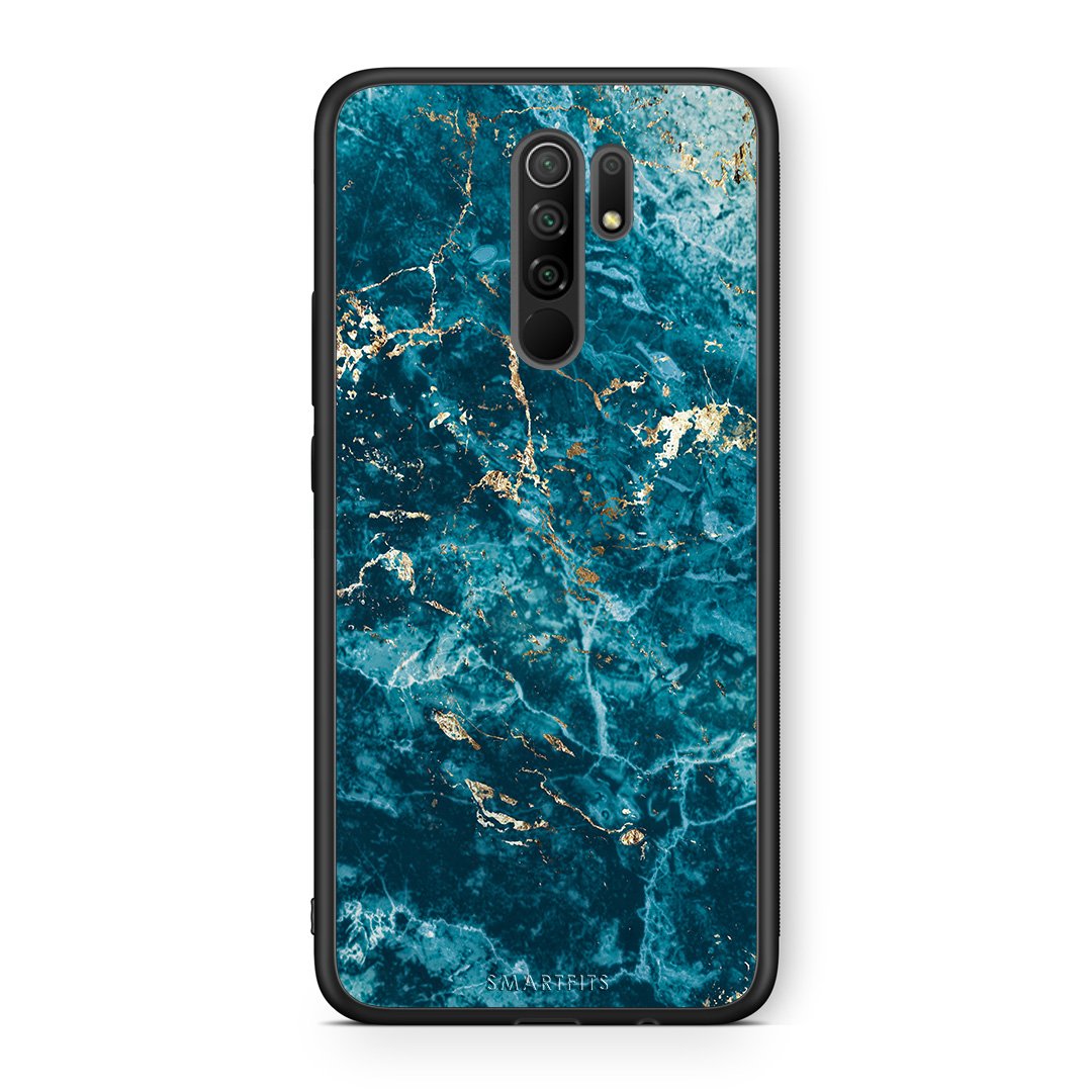Xiaomi Redmi 9/9 Prime Marble Blue θήκη από τη Smartfits με σχέδιο στο πίσω μέρος και μαύρο περίβλημα | Smartphone case with colorful back and black bezels by Smartfits