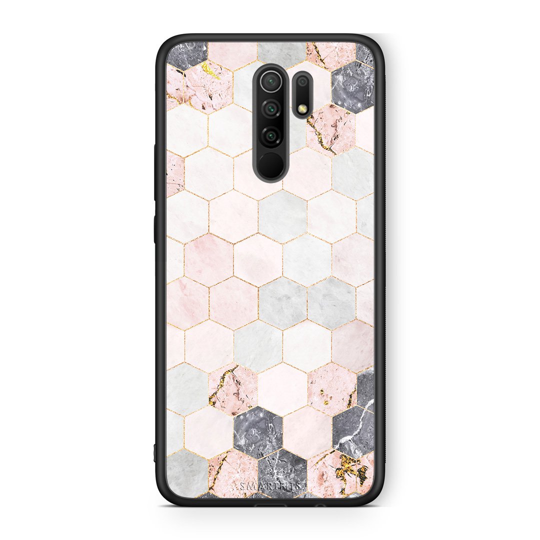 4 - Xiaomi Redmi 9/9 Prime Hexagon Pink Marble case, cover, bumper