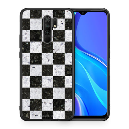 Θήκη Xiaomi Redmi 9/9 Prime Square Geometric Marble από τη Smartfits με σχέδιο στο πίσω μέρος και μαύρο περίβλημα | Xiaomi Redmi 9/9 Prime Square Geometric Marble case with colorful back and black bezels