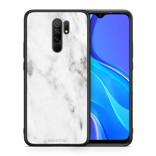 Θήκη Xiaomi Redmi 9/9 Prime White Marble από τη Smartfits με σχέδιο στο πίσω μέρος και μαύρο περίβλημα | Xiaomi Redmi 9/9 Prime White Marble case with colorful back and black bezels