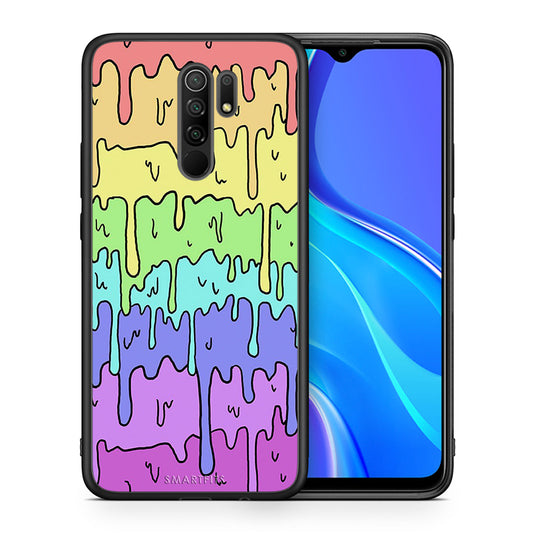 Θήκη Xiaomi Redmi 9/9 Prime Melting Rainbow από τη Smartfits με σχέδιο στο πίσω μέρος και μαύρο περίβλημα | Xiaomi Redmi 9/9 Prime Melting Rainbow case with colorful back and black bezels