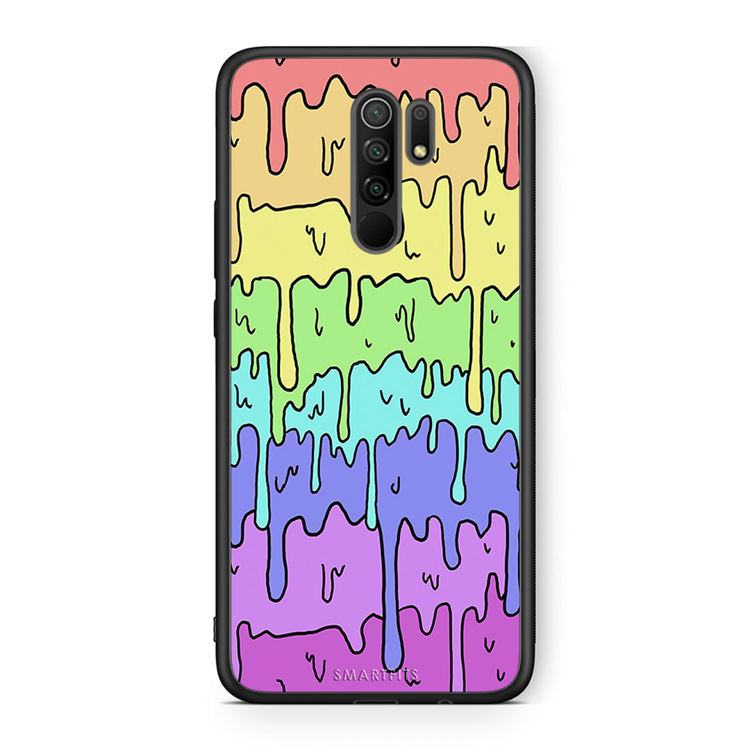 Xiaomi Redmi 9/9 Prime Melting Rainbow θήκη από τη Smartfits με σχέδιο στο πίσω μέρος και μαύρο περίβλημα | Smartphone case with colorful back and black bezels by Smartfits