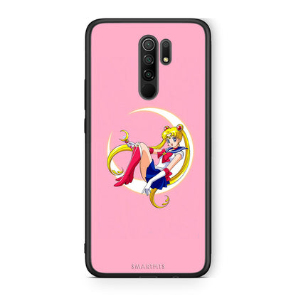 Xiaomi Redmi 9/9 Prime Moon Girl θήκη από τη Smartfits με σχέδιο στο πίσω μέρος και μαύρο περίβλημα | Smartphone case with colorful back and black bezels by Smartfits