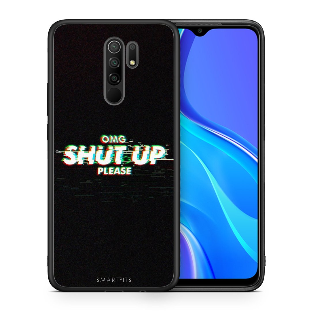 Θήκη Xiaomi Redmi 9/9 Prime OMG ShutUp από τη Smartfits με σχέδιο στο πίσω μέρος και μαύρο περίβλημα | Xiaomi Redmi 9/9 Prime OMG ShutUp case with colorful back and black bezels