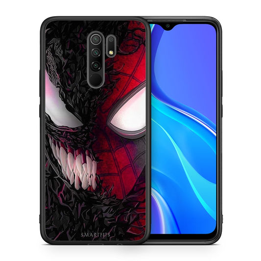 Θήκη Xiaomi Redmi 9/9 Prime SpiderVenom PopArt από τη Smartfits με σχέδιο στο πίσω μέρος και μαύρο περίβλημα | Xiaomi Redmi 9/9 Prime SpiderVenom PopArt case with colorful back and black bezels