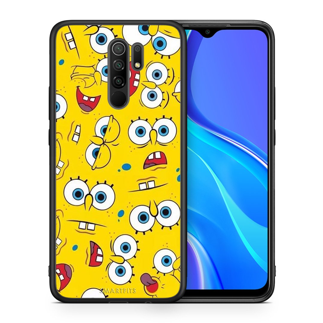 Θήκη Xiaomi Redmi 9/9 Prime Sponge PopArt από τη Smartfits με σχέδιο στο πίσω μέρος και μαύρο περίβλημα | Xiaomi Redmi 9/9 Prime Sponge PopArt case with colorful back and black bezels
