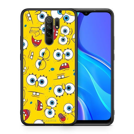 Θήκη Xiaomi Redmi 9/9 Prime Sponge PopArt από τη Smartfits με σχέδιο στο πίσω μέρος και μαύρο περίβλημα | Xiaomi Redmi 9/9 Prime Sponge PopArt case with colorful back and black bezels