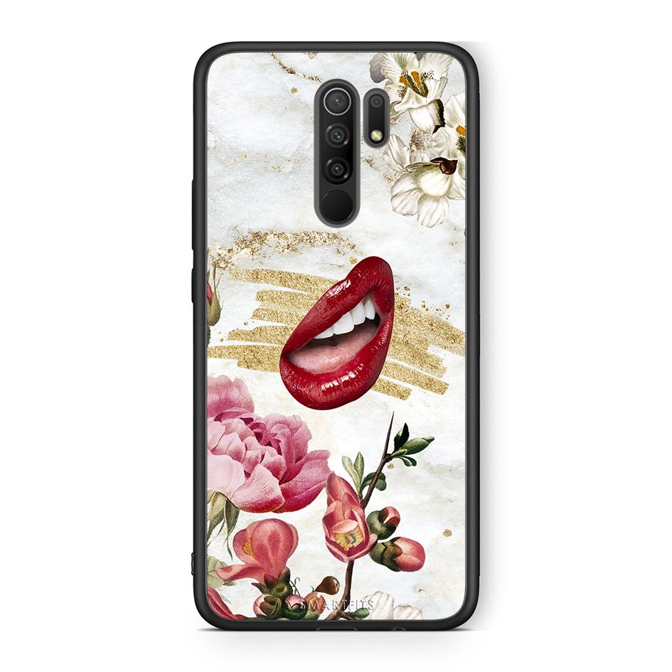 Xiaomi Redmi 9/9 Prime Red Lips θήκη από τη Smartfits με σχέδιο στο πίσω μέρος και μαύρο περίβλημα | Smartphone case with colorful back and black bezels by Smartfits