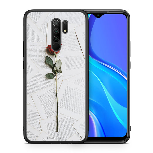 Θήκη Xiaomi Redmi 9/9 Prime Red Rose από τη Smartfits με σχέδιο στο πίσω μέρος και μαύρο περίβλημα | Xiaomi Redmi 9/9 Prime Red Rose case with colorful back and black bezels