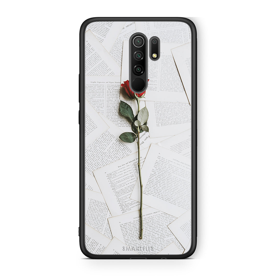 Xiaomi Redmi 9/9 Prime Red Rose θήκη από τη Smartfits με σχέδιο στο πίσω μέρος και μαύρο περίβλημα | Smartphone case with colorful back and black bezels by Smartfits