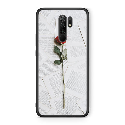 Xiaomi Redmi 9/9 Prime Red Rose θήκη από τη Smartfits με σχέδιο στο πίσω μέρος και μαύρο περίβλημα | Smartphone case with colorful back and black bezels by Smartfits