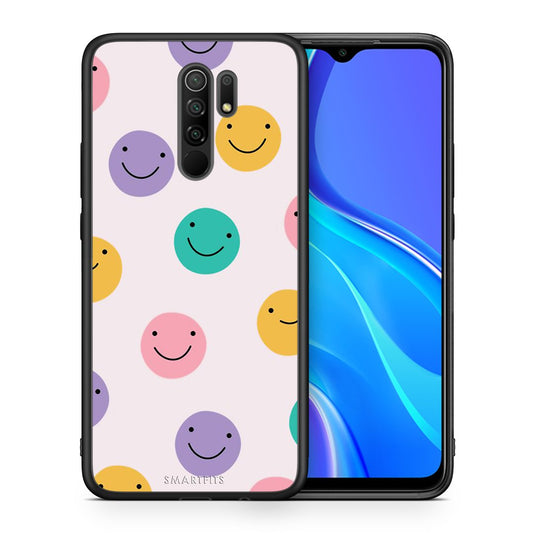 Θήκη Xiaomi Redmi 9/9 Prime Smiley Faces από τη Smartfits με σχέδιο στο πίσω μέρος και μαύρο περίβλημα | Xiaomi Redmi 9/9 Prime Smiley Faces case with colorful back and black bezels