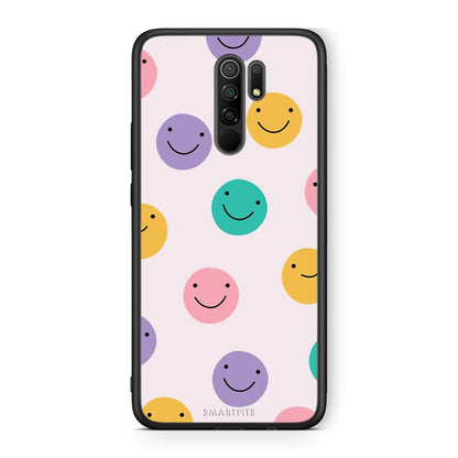 Xiaomi Redmi 9/9 Prime Smiley Faces θήκη από τη Smartfits με σχέδιο στο πίσω μέρος και μαύρο περίβλημα | Smartphone case with colorful back and black bezels by Smartfits