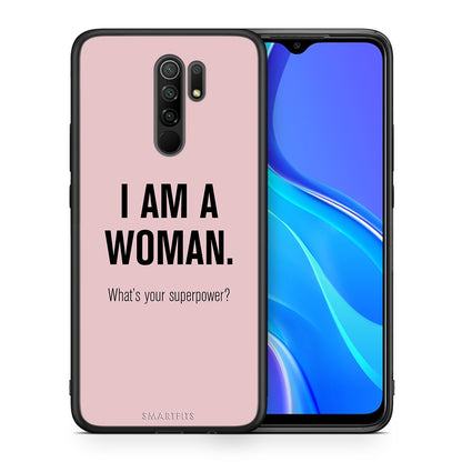 Θήκη Xiaomi Redmi 9/9 Prime Superpower Woman από τη Smartfits με σχέδιο στο πίσω μέρος και μαύρο περίβλημα | Xiaomi Redmi 9/9 Prime Superpower Woman case with colorful back and black bezels