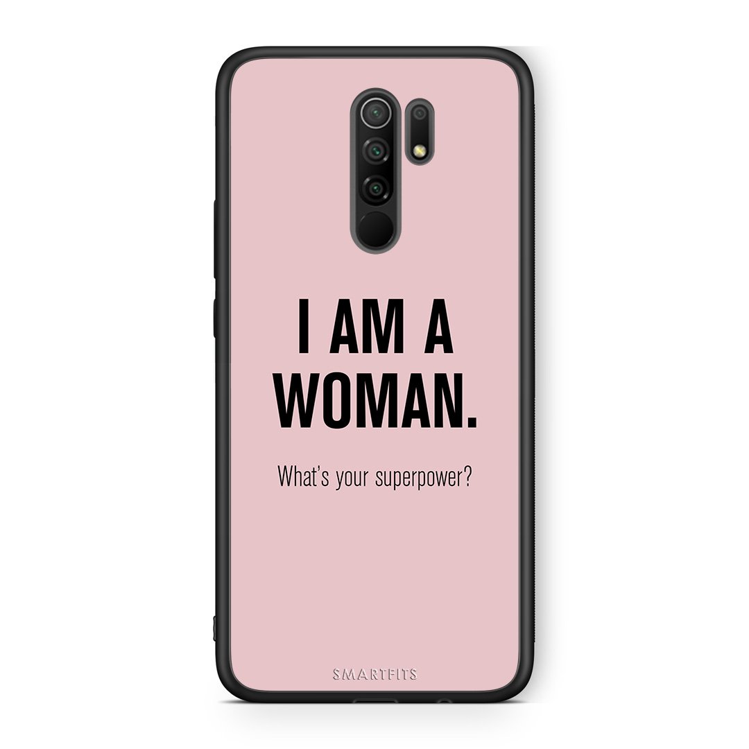 Xiaomi Redmi 9/9 Prime Superpower Woman θήκη από τη Smartfits με σχέδιο στο πίσω μέρος και μαύρο περίβλημα | Smartphone case with colorful back and black bezels by Smartfits
