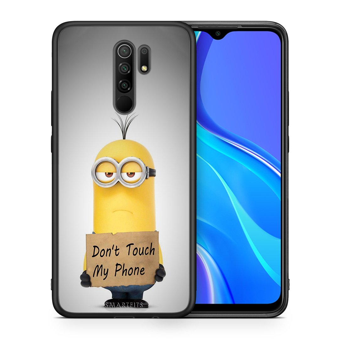 Θήκη Xiaomi Redmi 9/9 Prime Minion Text από τη Smartfits με σχέδιο στο πίσω μέρος και μαύρο περίβλημα | Xiaomi Redmi 9/9 Prime Minion Text case with colorful back and black bezels