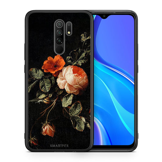 Θήκη Xiaomi Redmi 9/9 Prime Vintage Roses από τη Smartfits με σχέδιο στο πίσω μέρος και μαύρο περίβλημα | Xiaomi Redmi 9/9 Prime Vintage Roses case with colorful back and black bezels